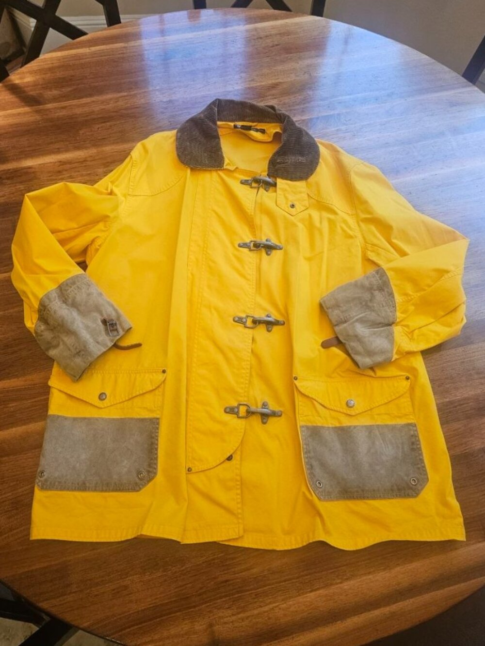 Vintage Polo Ralph Lauren Canvas Lobster Clasp Fireman Jacket Mens XXL Yellow